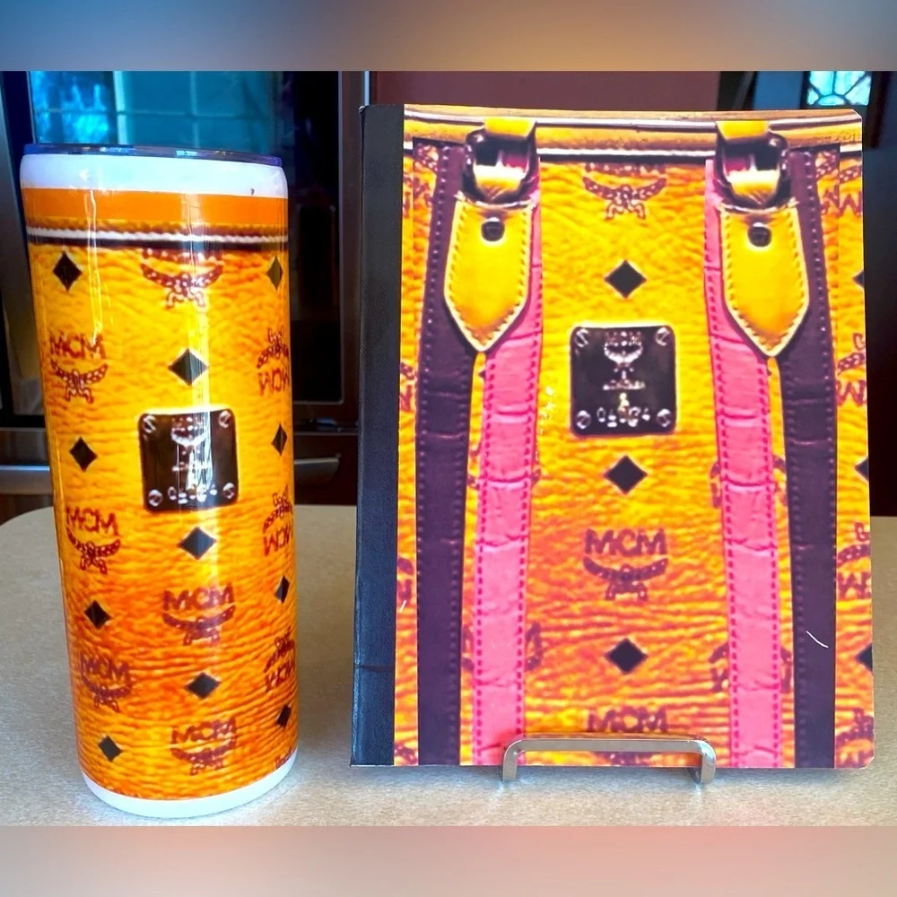 NOTEBOOK & TUMBLER: Orange and Pink Tumbler w/Matching Notebook, NWOT